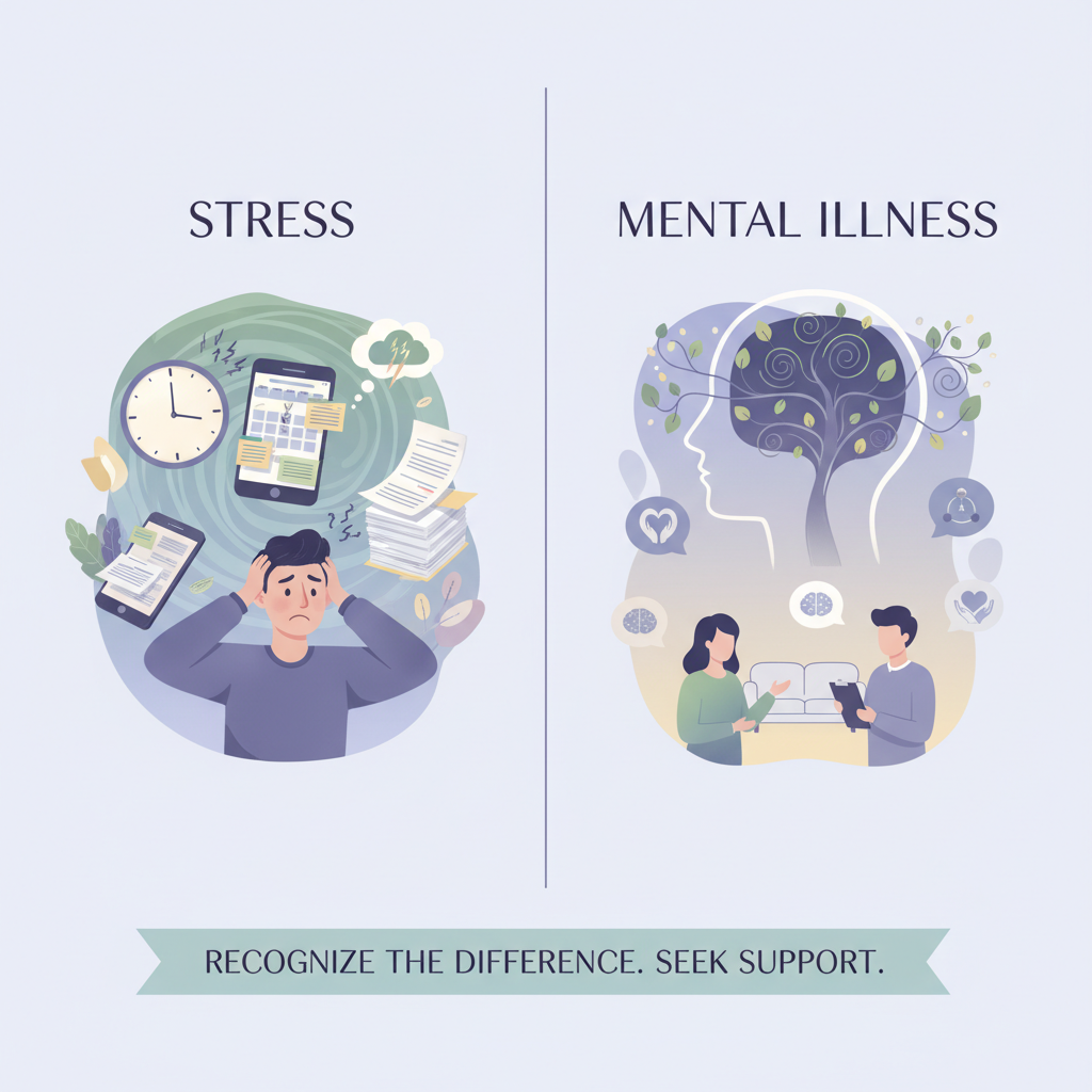 difference between stress and mental illness