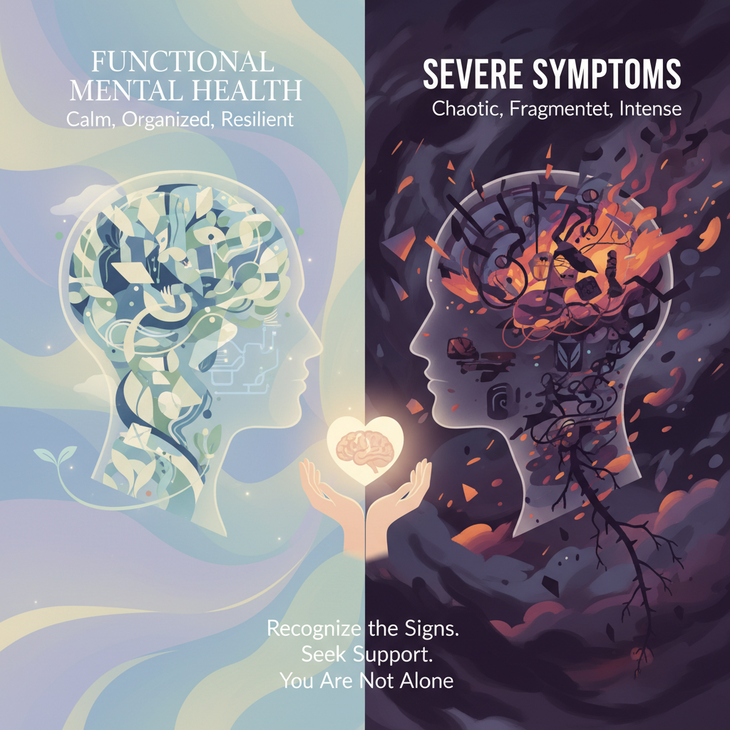 functional vs severe mental health symptoms